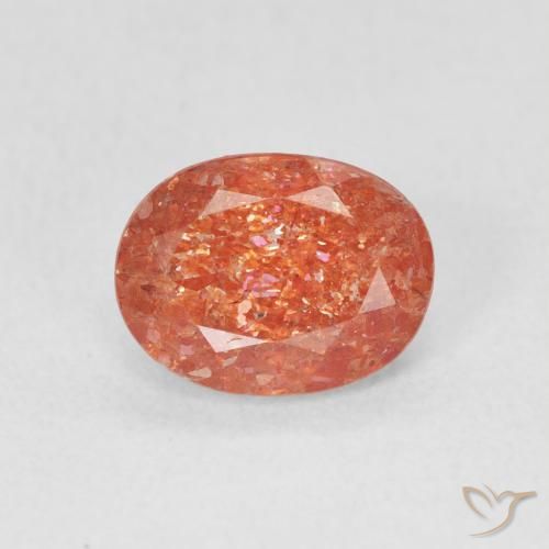 1.12ct Naturale Pompelmo Arancia Pietra solare, Ovale, Traslucido
