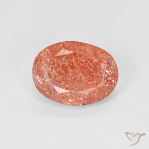 Pietra solare Arancione rossastra naturale da 1.05 ct, Ovale, Traslucido
