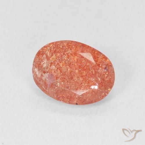 Pietra solare Arancione rossastra naturale da 1.05 ct, Ovale, Traslucido