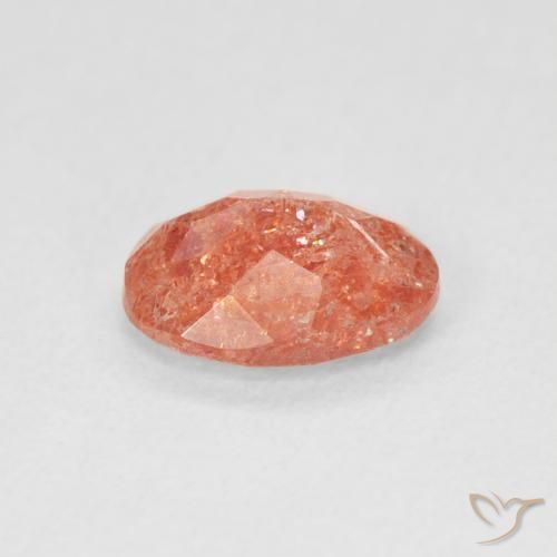 Pietra solare Arancione rossastra naturale da 1.05 ct, Ovale, Traslucido
