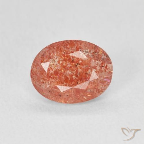 0.91ct Naturale Arancione rossastra Pietra solare, Ovale, Traslucido