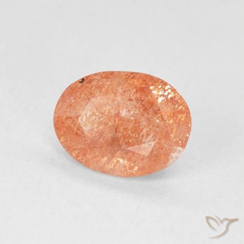 Pietra solare Arancione rossastra naturale da 1.20 ct, Ovale, Traslucido