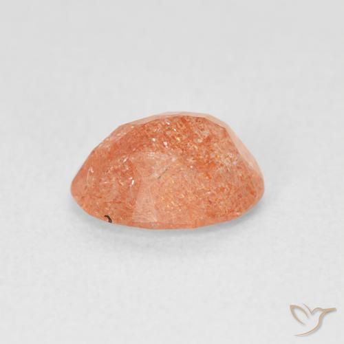 Pietra solare Arancione rossastra naturale da 1.20 ct, Ovale, Traslucido