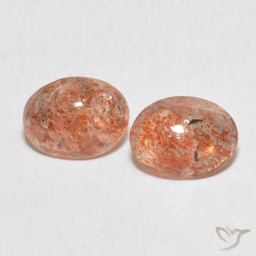 1.83ctw Naturale Medium Light-Orange Pietra solare, Ovale, Traslucido