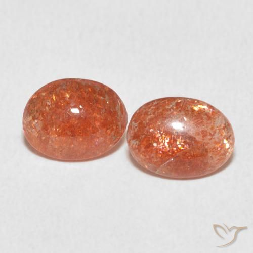 1.83ctw Naturale Arancione rossastra Pietra solare, Ovale, Traslucido
