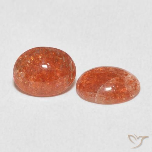 Gemme di Pietra solare Arancione rossastra naturale da 1.83 ct, Ovale, Traslucido