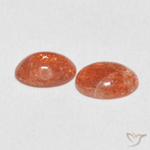 Gemme di Pietra solare Arancione rossastra naturale da 1.83 ct, Ovale, Traslucido