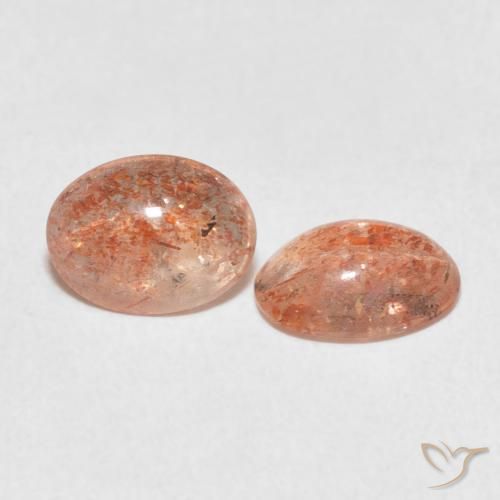 Gemme di Pietra solare Arancione rossastra naturale da 1.91 ct, Ovale, Traslucido