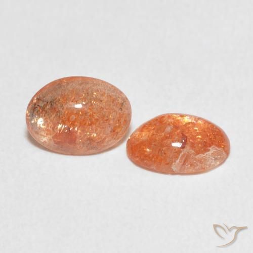 Gemme di Pietra solare Arancione rossastra naturale da 1.84 ct, Ovale, Traslucido