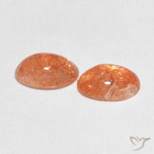 Gemme di Pietra solare Arancione rossastra naturale da 1.84 ct, Ovale, Traslucido