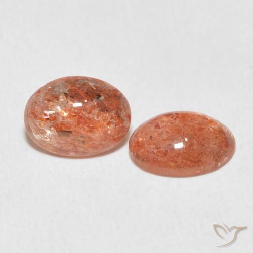 Gemme di Pietra solare Arancione rossastra naturale da 2.18 ct, Ovale, Traslucido