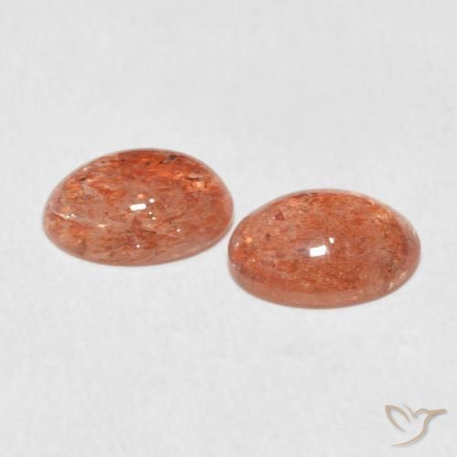 Gemme di Pietra solare Arancione rossastra naturale da 2.18 ct, Ovale, Traslucido