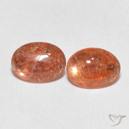 1.58ctw Naturale Arancione rossastra Pietra solare, Ovale, Traslucido