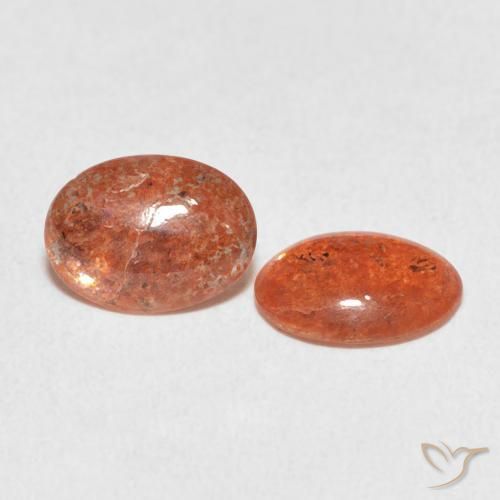 Gemme di Pietra solare Arancione rossastra naturale da 1.58 ct, Ovale, Traslucido