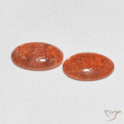 Gemme di Pietra solare Arancione rossastra naturale da 1.58 ct, Ovale, Traslucido