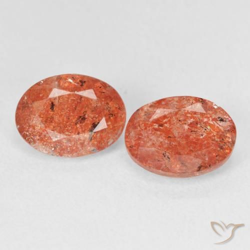 2.40ctw Naturale Arancione rossastra Pietra solare, Ovale, Traslucido