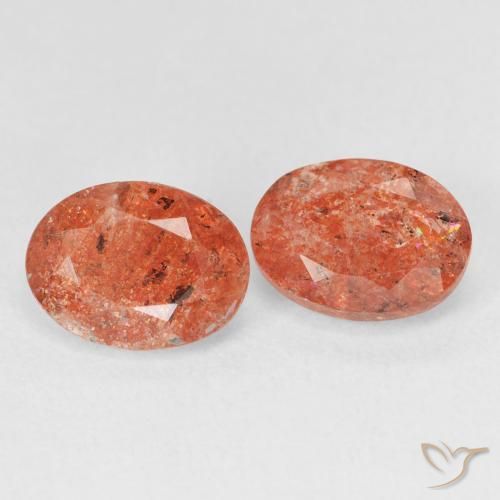 Gemme di Pietra solare Arancione rossastra naturale da 2.40 ct, Ovale, Traslucido