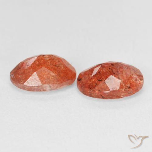 Gemme di Pietra solare Arancione rossastra naturale da 2.40 ct, Ovale, Traslucido