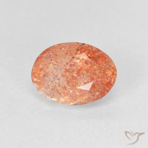 Pietra solare Medium Light-Orange naturale da 1.20 ct, Ovale, Traslucido