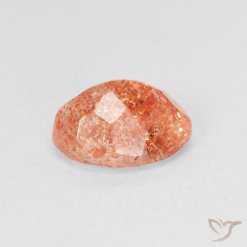 Pietra solare Medium Light-Orange naturale da 1.20 ct, Ovale, Traslucido