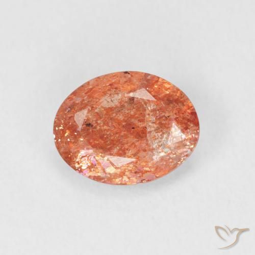 0.98ct Naturale Arancione rossastra Pietra solare, Ovale, Traslucido