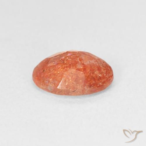Pietra solare Arancione rossastra naturale da 0.98 ct, Ovale, Traslucido