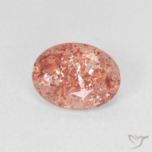 Pietra solare zenzero arancia naturale da 1.06 ct, Ovale, Traslucido