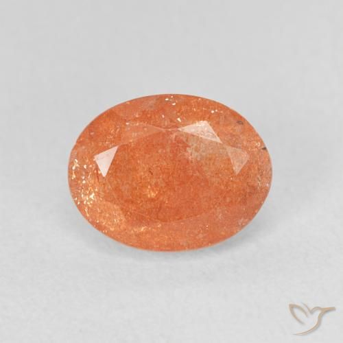 1.44ct Naturale Arancione scuro Pietra solare, Ovale, Traslucido