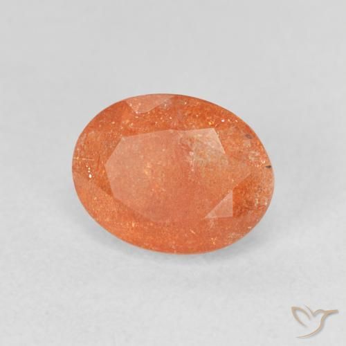 Pietra solare Arancione scuro naturale da 1.44 ct, Ovale, Traslucido