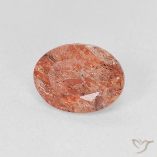 Pietra solare Arancione rossastra naturale da 1.23 ct, Ovale, Traslucido