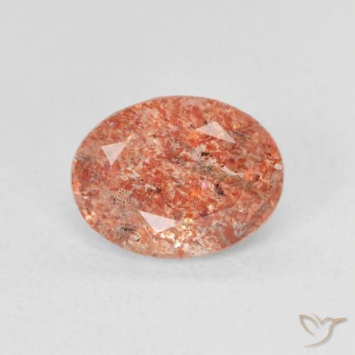 1.31ct Naturale Arancione rossastra Pietra solare, Ovale, Traslucido