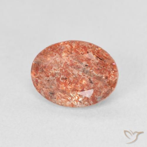 Pietra solare Arancione rossastra naturale da 1.31 ct, Ovale, Traslucido