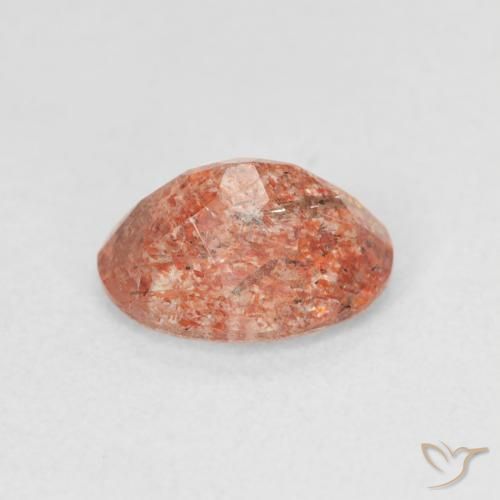 Pietra solare Arancione rossastra naturale da 1.31 ct, Ovale, Traslucido