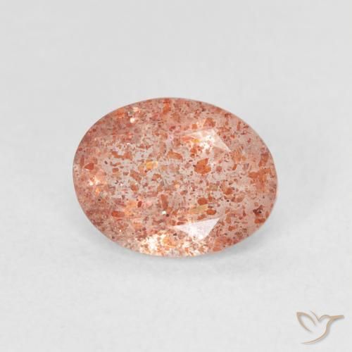 Pietra solare Arancione rossastra naturale da 1.13 ct, Ovale, Traslucido