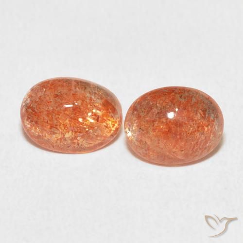 2.12ctw Naturale Arancione rossastra Pietra solare, Ovale, Traslucido