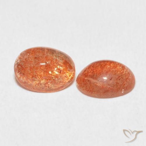 Gemme di Pietra solare Arancione rossastra naturale da 2.12 ct, Ovale, Traslucido