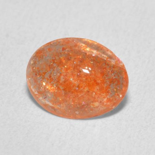 Pietra solare Arancione scuro naturale da 1.11 ct, Ovale, Traslucido