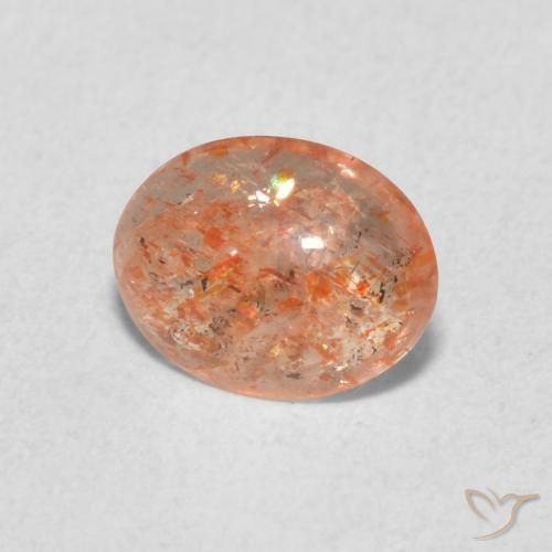 Pietra solare Medium Light-Orange naturale da 0.84 ct, Ovale, Traslucido
