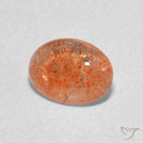 Pietra solare Arancio Medio naturale da 0.93 ct, Ovale, Traslucido