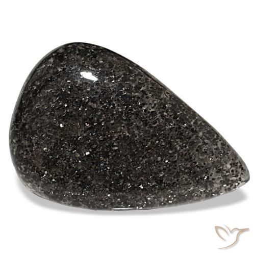 Pietra del sole naturale nero da 34,68 ct, taglio a pera, traslucido