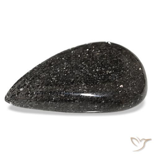 Pietra del sole naturale nero da 34,68 ct, taglio a pera, traslucido