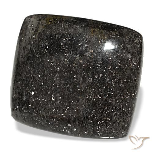 Pietra del sole naturale nero da 38,66 ct, taglio a cuscino, traslucido