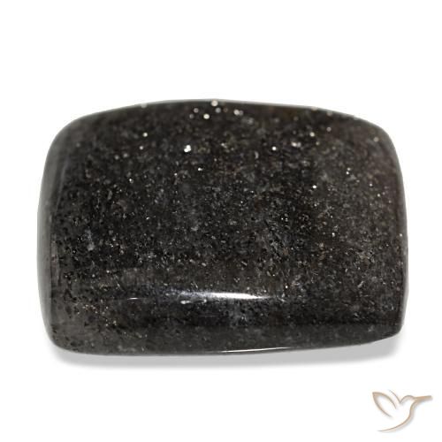 Pietra del sole naturale nero da 38,66 ct, taglio a cuscino, traslucido