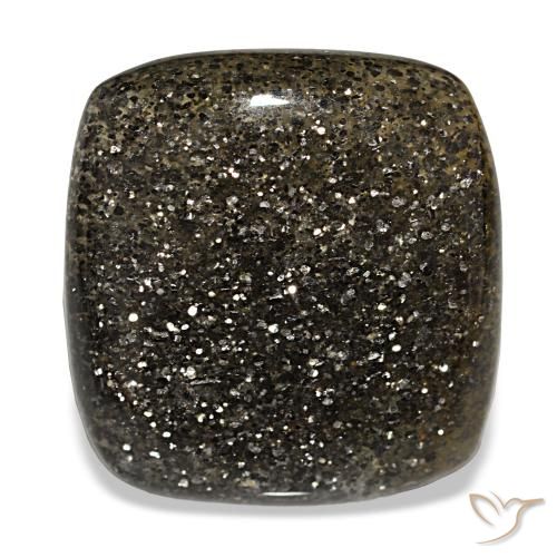 31.17ct nero pietra del sole, cuscino, traslucido