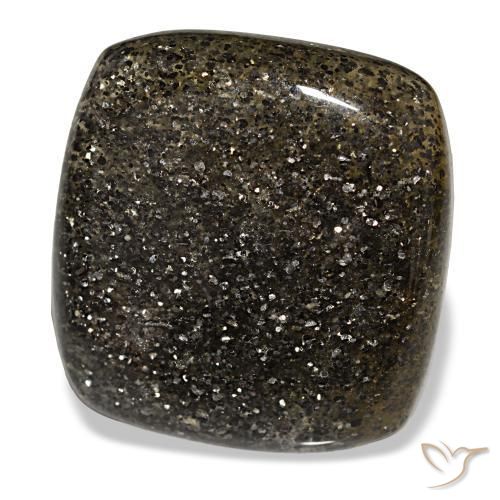 Pietra del sole naturale nero da 31,17 ct, taglio a cuscino, traslucido