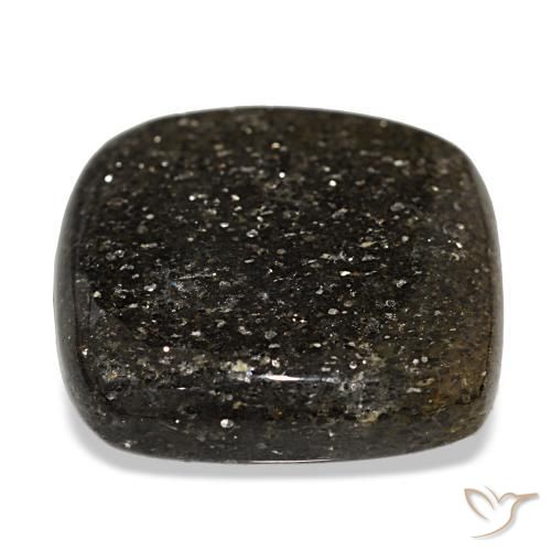 Pietra del sole naturale nero da 31,17 ct, taglio a cuscino, traslucido