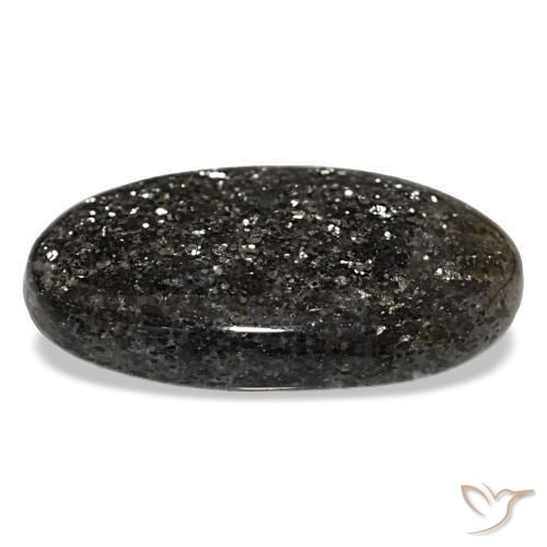 Pietra del sole naturale nero da 20,93 ct, taglio ovale, traslucido