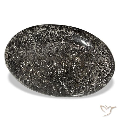 Pietra del sole naturale nero da 25,54 ct, taglio ovale, traslucido