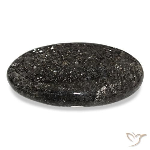 Pietra del sole naturale nero da 25,54 ct, taglio ovale, traslucido