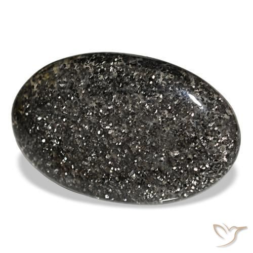 Pietra del sole naturale nero da 33,38 ct, taglio ovale, traslucido